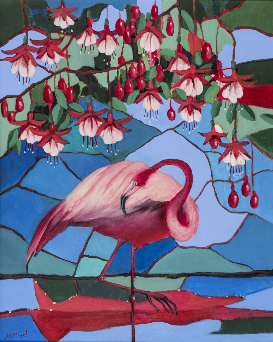 Flamingos and Fuchsias Image